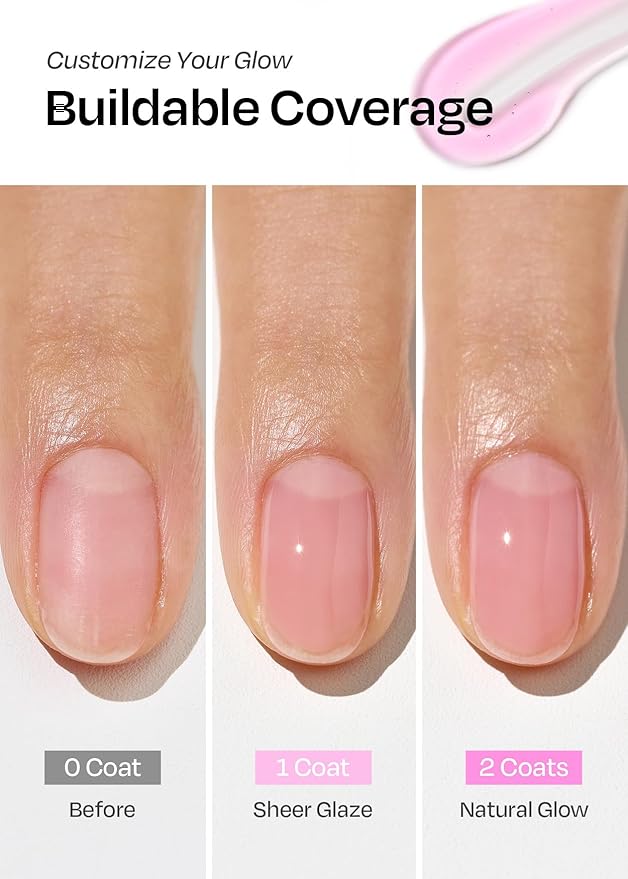 ohora Natural Glow Water Syrup Nail Strengthener (Plum) - Tinted Nail Hardener for Brittle, Damaged Nails, Quick-Dry Glossy Finish, Nail Repair & Growth, 15 mL