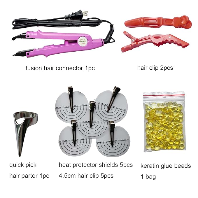 Pro Hair Extension Fusion Tool Iron Connector Heat Up for Seamless Bonding K Tip Extension Tools Hair Clip Designed Salon Use I Tip Women Hairdressing Pink