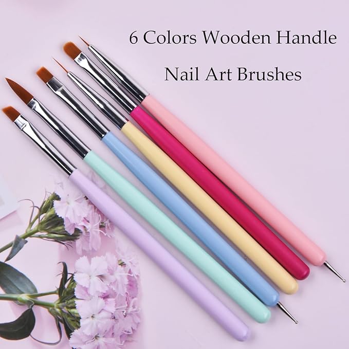 11pcs Nail Art Brushes, Nail Art Liner Brush Set, Dotting Tools, Drawing Pen, Striping Brushes for Long Lines, UV Builder Gel Brush Manicure Design Set