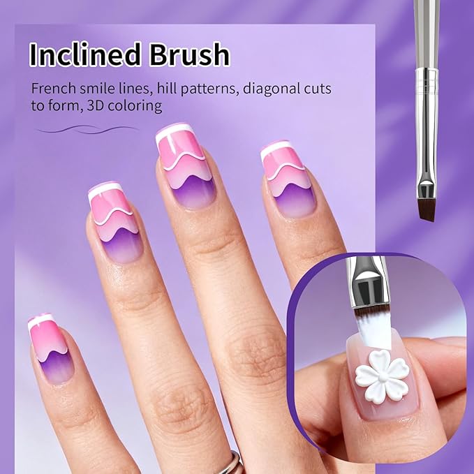 JODSONE 6Packs Nail Art Brushes, Nail Art Tool Set, Dotting Tools, Dust Brush,Striping Brushes for Long Lines, Drawing Pen for Gel Polish Design Supply,DIY Manicure Tools Gift for Women