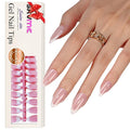 Gel X Medium Almond Press on Nails SXVME White French Nail Tips 300Pcs Pre-applied Tip Primer Natural Pink Fake Nails Extensions Gel X Nail Kit for Women Girls DIY