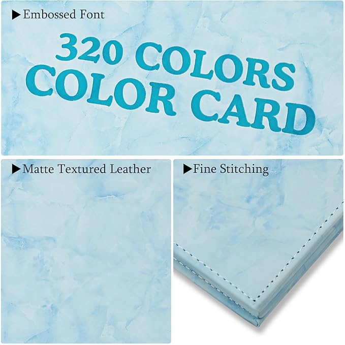 320 Nail Color Book,with 480 Flase Tips & 1-400 Number Sticker Labels,Leather Professional Nail Color Swatches Book for Polish UV Gel(Blue)