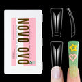 NOVO OVO XXL Long Duck Feet Nail Tips Half Cover for Acrylic, Clear Soft Gel No C Curve XXXL Extra Super Long Flare Y2K Wide French False Nail Extension x 11 Sizes in Box 308 pcs