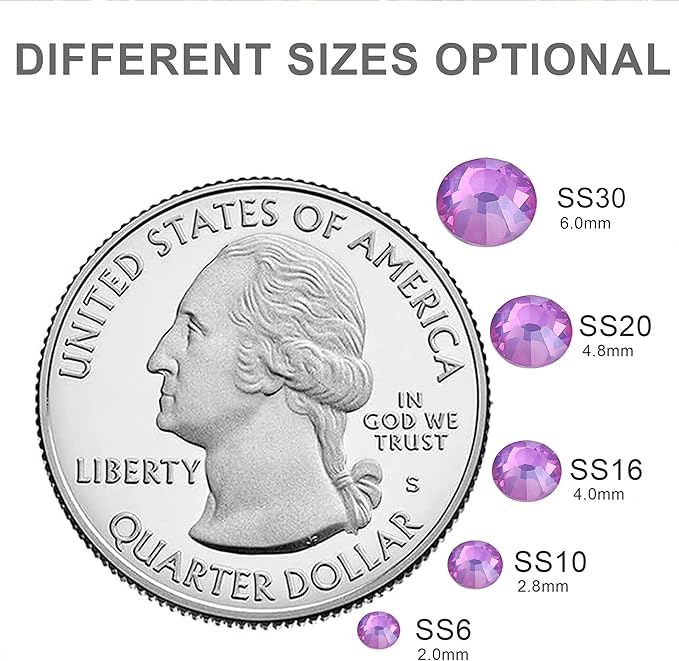 Blinginbox Rhinestones for Crafting,Flatback Rhinestones Glass Gems Stones Round Gemstones Non-Hotfix Crystal for Crafts Nail Decoration,Lavender Crystal(2.7-2.9mm) SS10/1440pcs