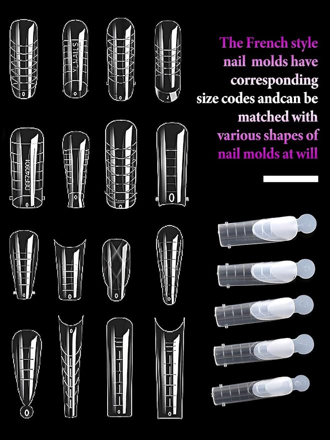EBANKU French Nail Forms, 144 PCS Silicone Tip Stickers for Dual Nail Forms, Reusable Pads for Poly Gel Nail Mold, Manicure