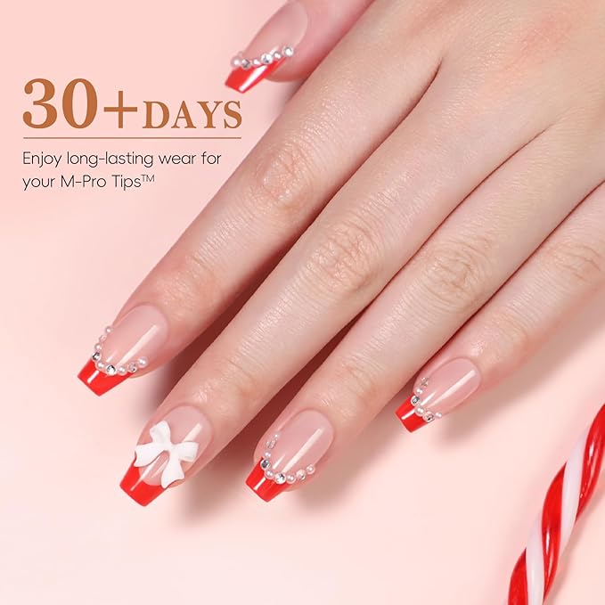 PEACECOLOR French Tip Press On Nails Kit - 160Pcs Coffin 5 Colors Nail Tips Gel Nail Kit with U V Light Base & Top Coat Starter Kit Nail Glue Full Set Fake Nails DIY Gift for Women Girls Home