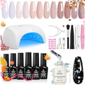 Beetles Gel Nail Polish Kit with Led Light Base Gel Top Coat, 6 Nude Neutral Colors, 15 ML