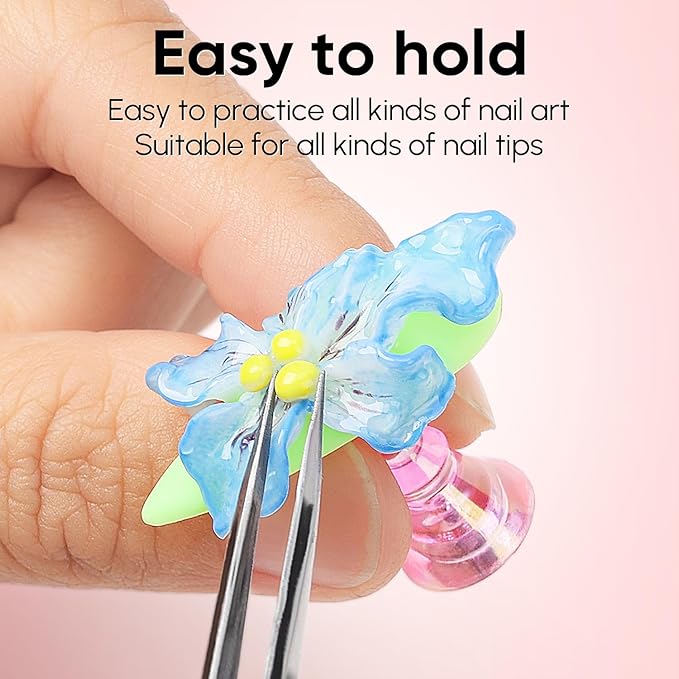 AIMEILI Nail Stand for Press On Nails, Fake Nail Holder for Painting Nails, Solid Acrylic Nail Stands for Nail Practice with Reusable Putty Gift Box for Home DIY Beginner Salon Supplies