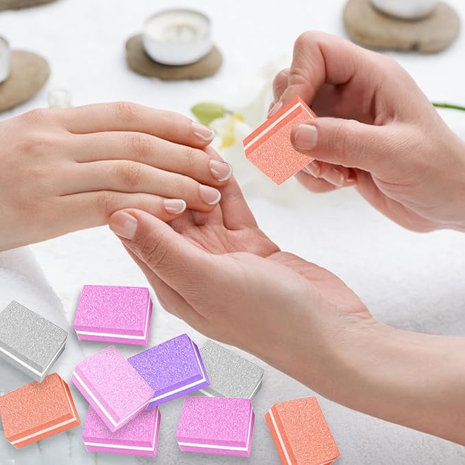 50 Pack Nail Buffers,100/180 Grit Mini Buffer Block, Mini Nail Files for Acrylic & Natural Nails,Double-Sided Buffing Blocks for Manicure & Pedicure, Salon & Home Use (Multi-Colored)