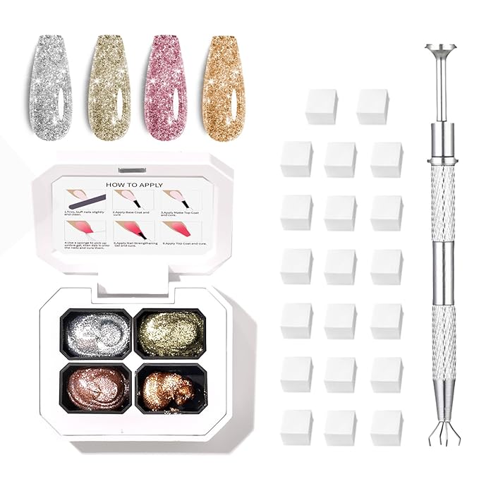 Finger Secret 4 Colors Set Ombre Pat Gel Nail Polish,Pat Painting Gradient Blooming GelS Polish with 20Pcs Nail Sponges for 3d Gel Nail Art can be Painted in Salon or Home Use (k1)