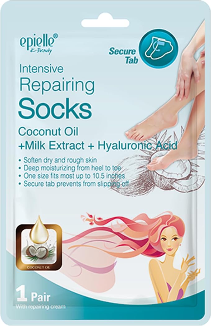 Epielle Intensive Repairing Hand & Foot Masks, Restore and Moisturize Dry, Cracked Skin, Self Care Gifts for Women, Spa Kit, Stocking Stuffers, 6 Moisturizing Gloves & 6 Moisturizing Socks