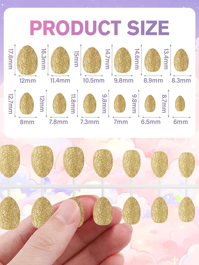 EBANKU 12 Pack Fake Nail Kit, Aurora 288 Pieces Press on Nails for Kids Colorful Press on Nail Short Artificial False Nail Kits for Kids Girls