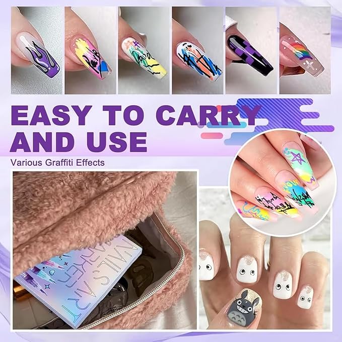 12 Colors Nail Art Pens Set，0.05mm NailPolish Pens, 3D Markers Polish Pen Sets Quickly Dotting Drawing Painting Liner Brush for Art Design DIY Manicure Supplies