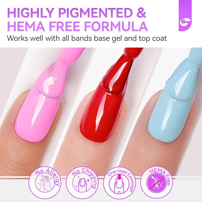 gelike ec Pro Gel Polish for Salon: 36 Colors Kit HEMA-FREE Highly Pigmented Formula Manicure Nail Art Design for Women 16ml Professional Bottles