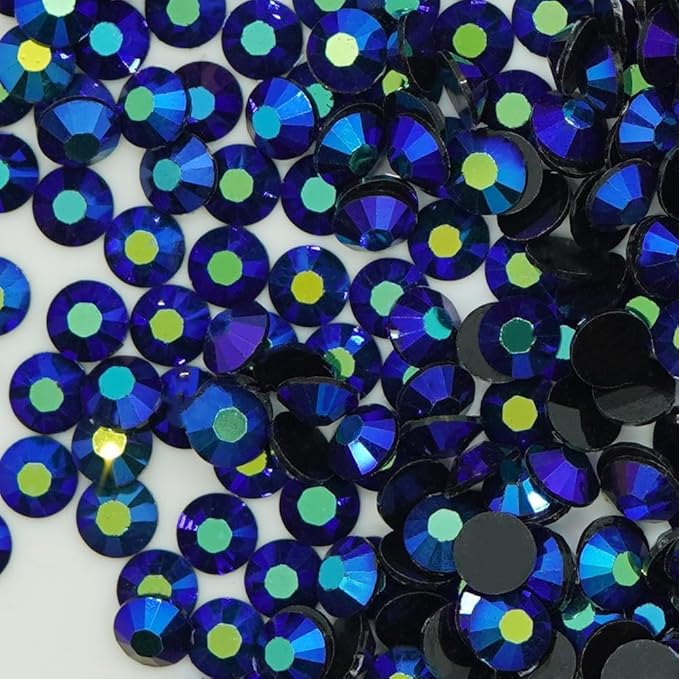 22000pcs Resin Flatback Rhinestones for Crafting, Ink Blue AB Bedazzling Gems Beads 2mm 3mm 4mm 5mm 6mm, Non-Hotfix SS8 SS10 SS16 SS20 SS30 Gems with B7000 Glue for DIY Crafts, Nails
