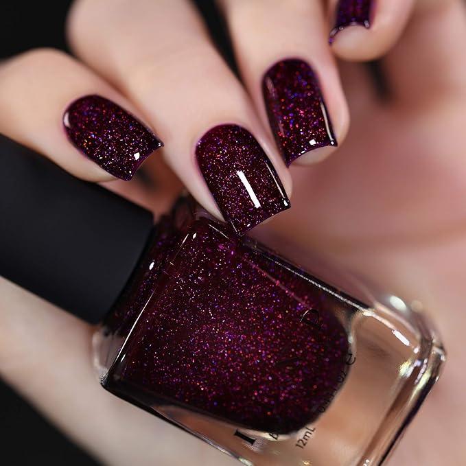 ILNP Madeline - Delicious Dark Berry Holographic Nail Polish, Chip Resistant, 7-Free, Non-Toxic, Vegan, Cruelty Free, 12ml