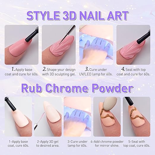 sculpting glue gel kit Nail Art Gels with Dual Pens Brushes & Rhinestone Tray for DIY Nail Design at Home or Salon