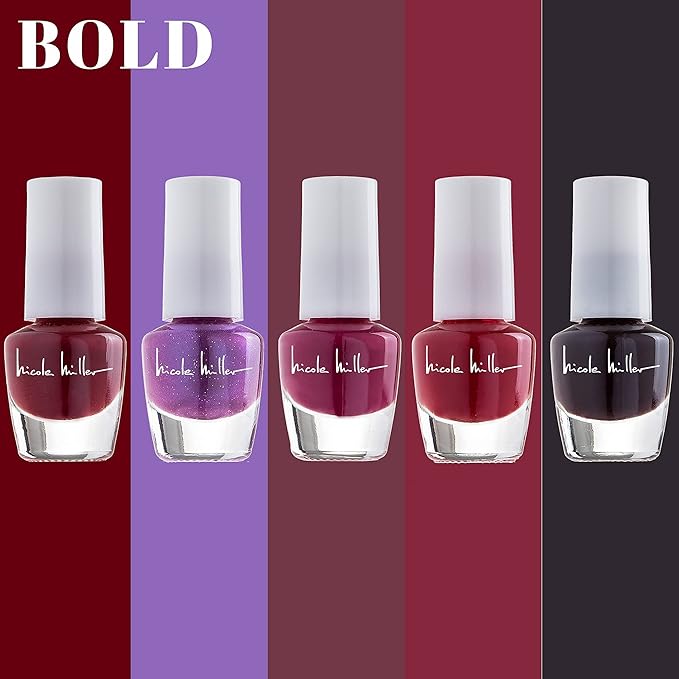 Nicole Miller Mini Nail Polish Set – Glossy, Vibrant Colors for Fingernails & Toenails, 2 Pack Trendy Collection