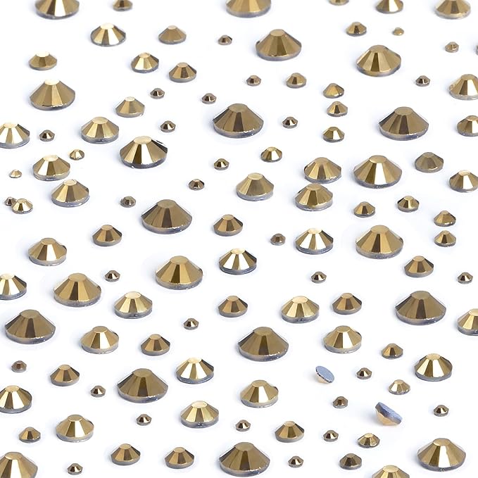 NCB Hotfix Iron on 8000pcs Crystal Rhinestones Round Gem for Crafts Decoration DIY Jewelry Making with a Tweezers and 2 Picking pens (Aurum, 6Sizes SS4-SS30)