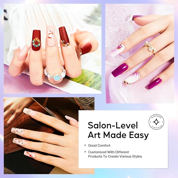 Press On Nails Short Square - 312pcs Gel Tips Full Cover Fake Acrylic Extension Pre-Shape 12 Sizes