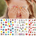 24 Sheets Nail Stickers for Kids, Cute Nail Art Decals for Little Girls, 3D Self-Adhesive Flowers Fruits Leaves Rainbow Hearts Mermaid Snow Nail Decoration for Women, DIY Manicure Supplies Accessories
