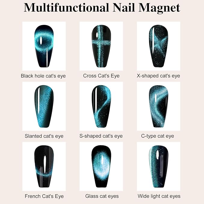 Multifunctional Nail Magnet,Cat Eye Magnetic for Nails,Detachable Design with Solid Wood Shell Protection,Strong Magnet for nails Salon Art Tools(Walnut Black)