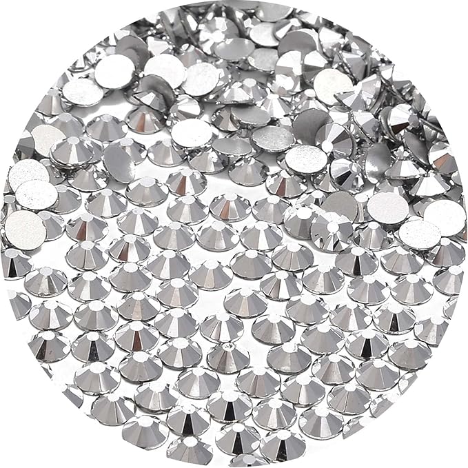 NCB 2000pcs Flatback Round Glass Nail Art Rhinestones Crystal for DIY Making Accessories Shoes, Clothes, Face Art, Bags, Manicure (Labrador, SS10 2000pcs)