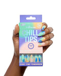 Chillhouse Chill Tips Signatures Press On Nails Kit, Same Time Tomorrow - 30 Nail Shapes & Sizes, Dual-Sided Buffer & File, Cuticle Stick & Glue - Long-Lasting Nail Art Manicures