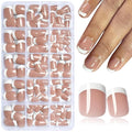 AddFavor White French Tip Press on Nails Short - 240pcs Brown Extra Short Square Fake Nails, Square Nails Press on Acrylic Nail Extension Nails Art DIY