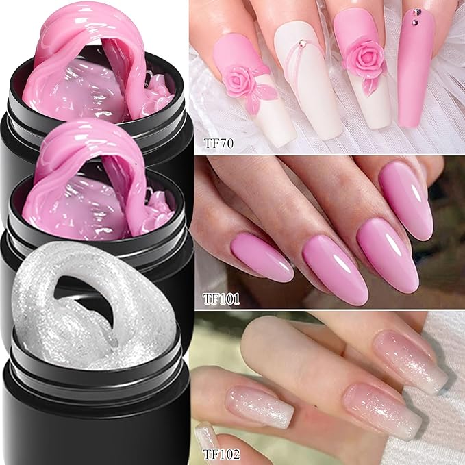 MEET ACROSS 3D Gel Nail Art Kit, Hard Sculpting Gel for Nail Art Extensions & Molding Non-Sticky for Nails Salon or Home DIY Manicure Cured Needed