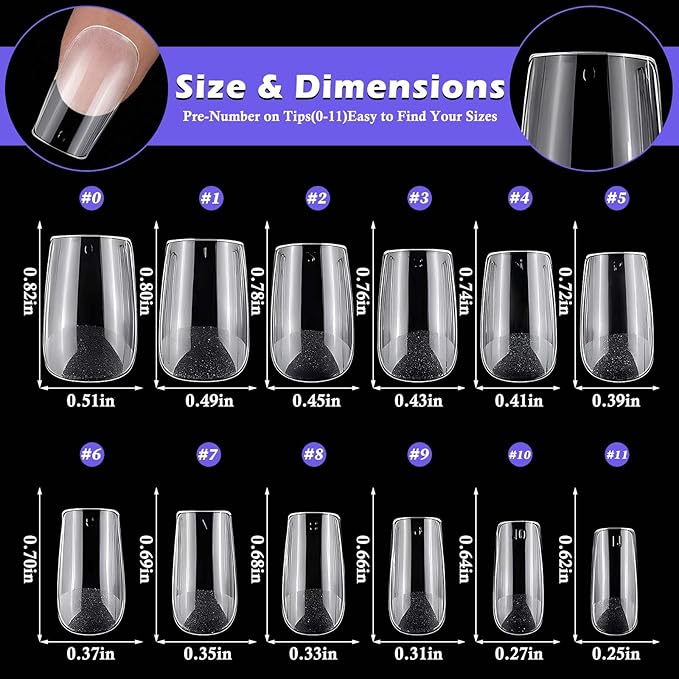 240pc Square Gel Nail Tips Short Fake Nails Clear Press ons Nail, Short Square Nails Tips Acrylic Nails Extension Soft Gel Nails Tip Full Cover Fake False Nail Clear Artficial Fingernails