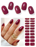 Semi Cured Gel Nail Strips (Plum Queen), Gold Foil, Deep Purple, 20 Pcs Gel Nail Wraps, Stickers, UV Light Required, Salon Quality, Long Lasting