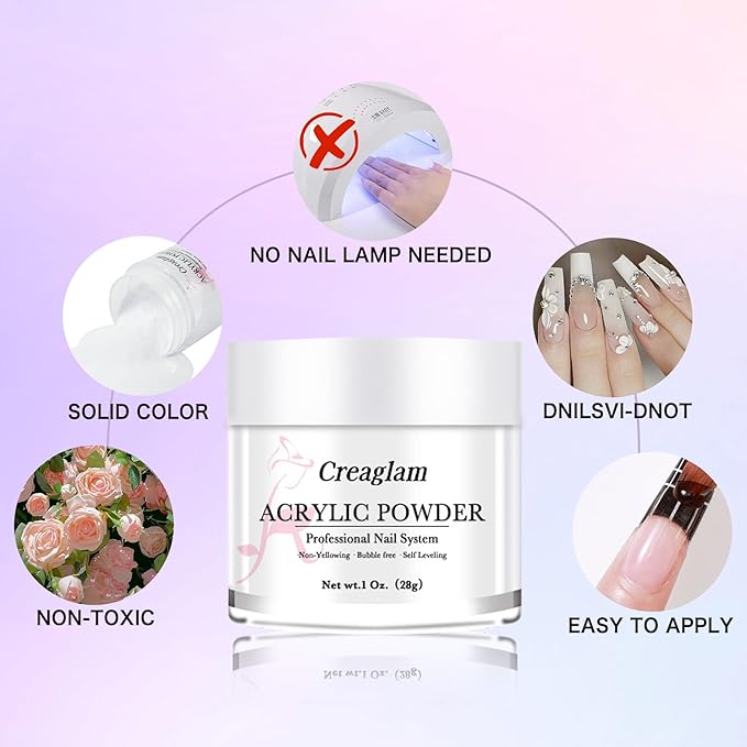 Acrylic Nail Kit for Beginners: 3 Colors 28g Nude Clear White Acrylic Nail Powder Professional Gel Glue - 1Oz Large Capacity Acrylic False Set witn 60ml Liquid and Brush Nail Forms Tools