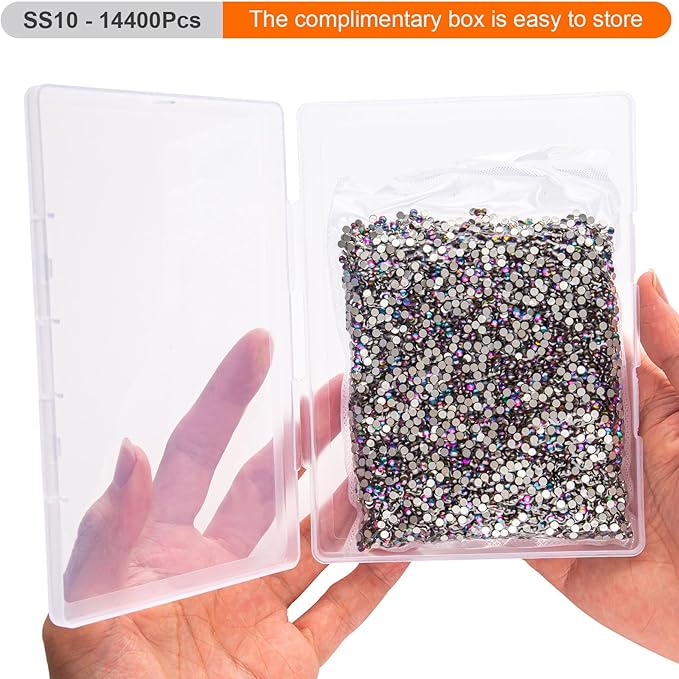 Flatback Rhinestones Bulk, 14400PCS Green Volcano Rhinestones for Clothes DIY Decoration Crafts, Green Volcano, SS10, 2.7-2.9mm