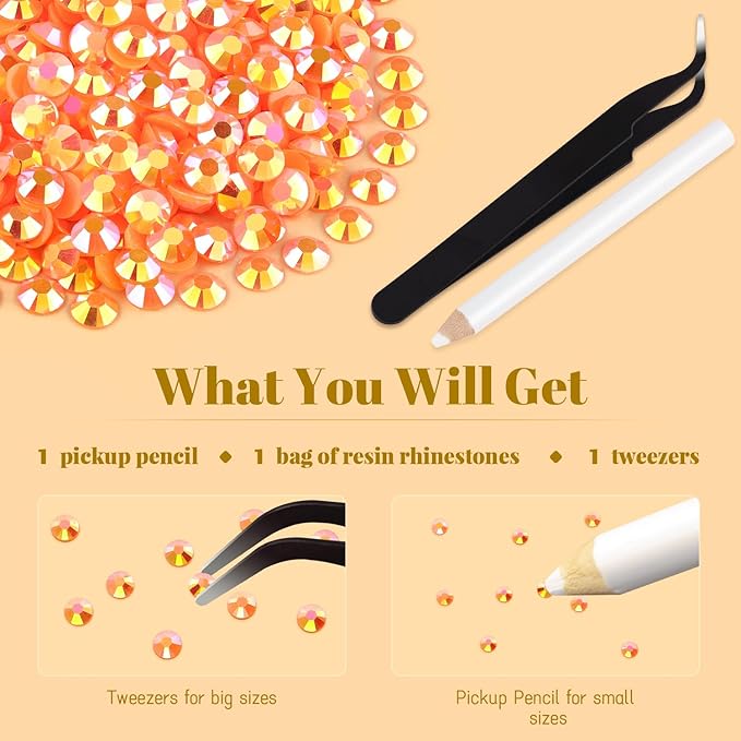 4000PCS 5mm Resin Jelly Rhinestones in Bulk (Orange AB), Bedazzling Flatback Crystals Rhinestones for Crafting DIY Nail Decoration, Gems Diomand Charms for Tumbler Shoes Clothing Fabric