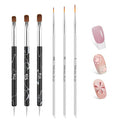 6pcs French Tip Tool Brush, 2 Way Clean up Brush for Gel Polish with Dotting Tool Franch Nail Art Brushes Set Liner Fine Cuticle Beginner 7mm/9mm/11mm, 12#, 14#, 16#