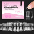 Beetles Gel Nail Tips Flat-X - Square Coffin Short, 320pcs 16 Sizes, Pre-Etched Half Matte Full Cover Soft Acrylic False Nail Tips Easy DIY Press on Nail Extension Salon for Flat & Natural Nail Beds