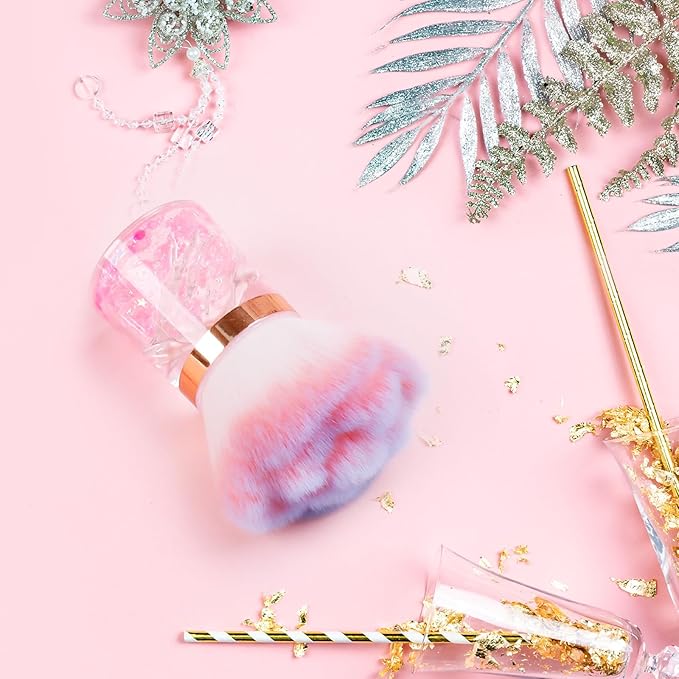 Nail Dust Brush, Pink Rose Soft Dust Brush for Nails, Nail Art Dust Powder Remover Brush, Nail Duster Brush Makeup Brushes Manicure Brush Clean Up Tools Nail Art Brush…