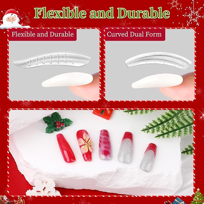 Poly Nail Gel Kit by BQAN - 6 Colors | Professional Nail Extension Gel | 15ml Each Low Odor Formula for DIY Nails | 28-Day Wear Christmas Red Black Gold Gitter