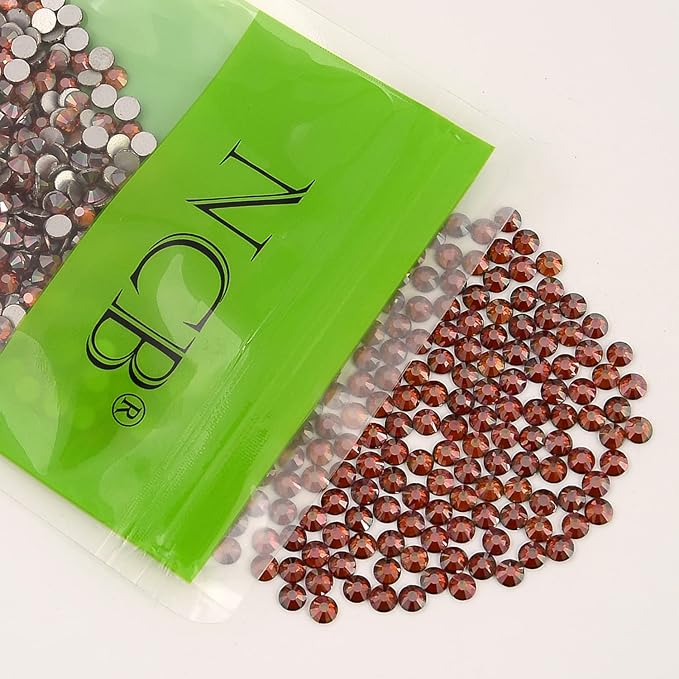 NCB Nancybeads 3000pcs Flatback Round Glass Nail Art Rhinestones Crystal for DIY Making Accessories Shoes, Clothes, Face Art, Bags, Manicure (Amber, SS6 3000pcs)