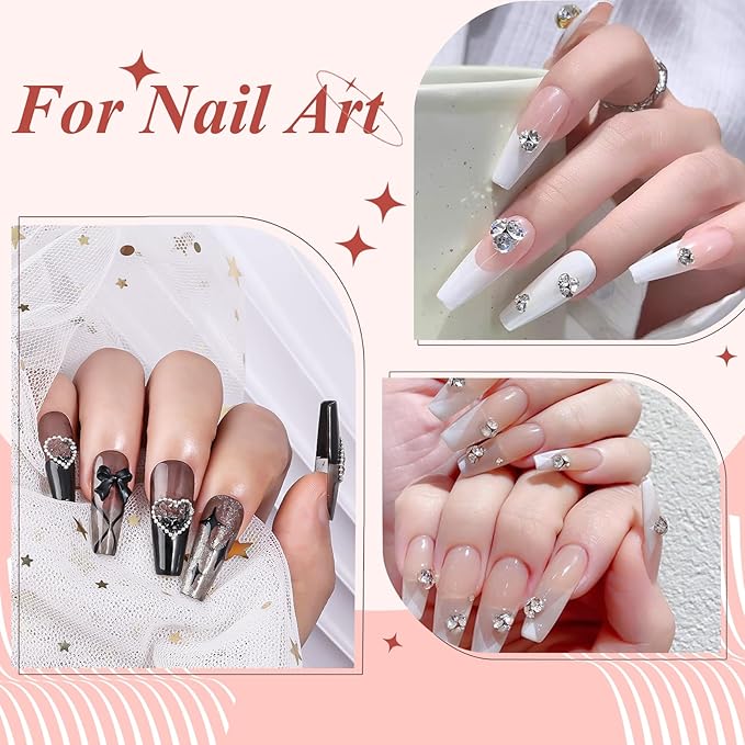 6800Pcs White AB Resin Rhinestones, 1.5mm 2mm 3mm Pointed Bottom Crystals Stones Diamonds Nail Gems Bedazzler Kit with Pickup Tools for Nails Face Eyes Makeup Tumblers Crafts (25-K1-pointed-white)