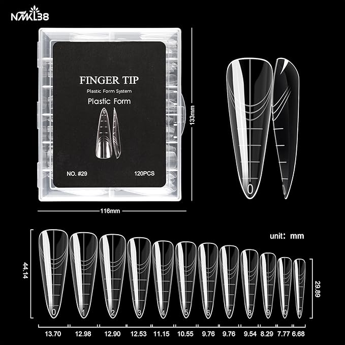 NMKL38 120PCS Dual Nail Forms 12 Sizes Extension Poly Nail Gel Full Cover Nail Molds