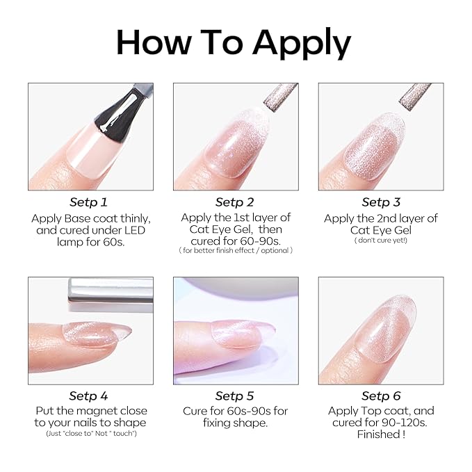 modelones Cat Eye Gel Nail Polish Set, 6 Colors Orange Neon Galaxy Hot Pink Grape Purple Red Green 9D Cat Eye Glitter Gel Polish with Magnet LGBT Fruit Theme Soak Off Led DIY Gift Unisex