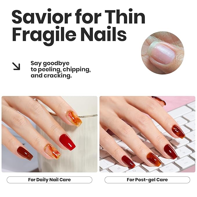 Beetles Valentines Nail Polish Set - Golden Harvest 6 Colors Quick Drying Long-Lasting Burgundy Red Brown Jelly Glitter Valentines Nail Polish for DIY At-Home Manicure Valentines Gift for Women