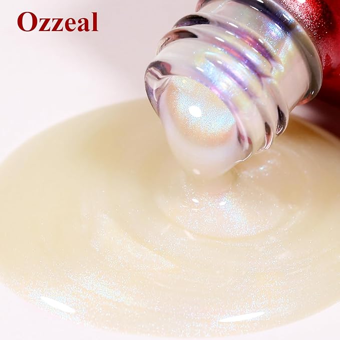Pearl Gel Nail Polish, Blue Transparent Shimmer Shell Nail Gel Polish Glitter Mermaid Iridescent Pearlescent Sparkle Spring Summer Soak Off Led UV Manicure 15ML