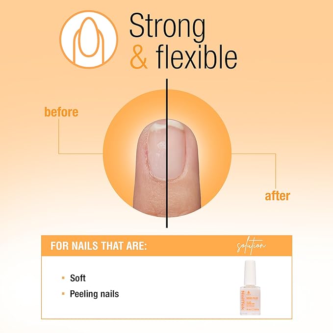 Nail Tek Ridge Filler Formula 2 – Clear Ridge Filler for Nails Base Coat, Nail Strengthener Polish for Soft & Peeling Nails, 0.5 fl oz
