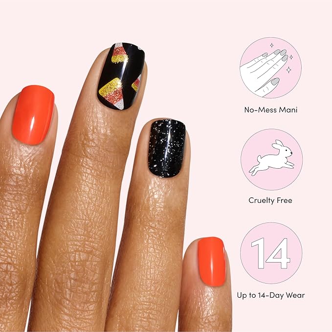 Dashing Diva Gloss Nail Strips - Free Candy - UV Free, Chip Resistant, Long Lasting Gel Nail Stickers - 3-Piece Manicure Set - Contains 32 Wraps, 1 Prep Pad, 1 File