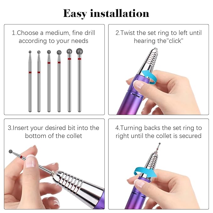 Cuticle Drill Bit,Nail Drill Bits Flame Cuticle Clean Drill Bit for 3/32''Electric Nail File Machine Cuticle Bit Nail Prep Tool (Red-Ball shape)