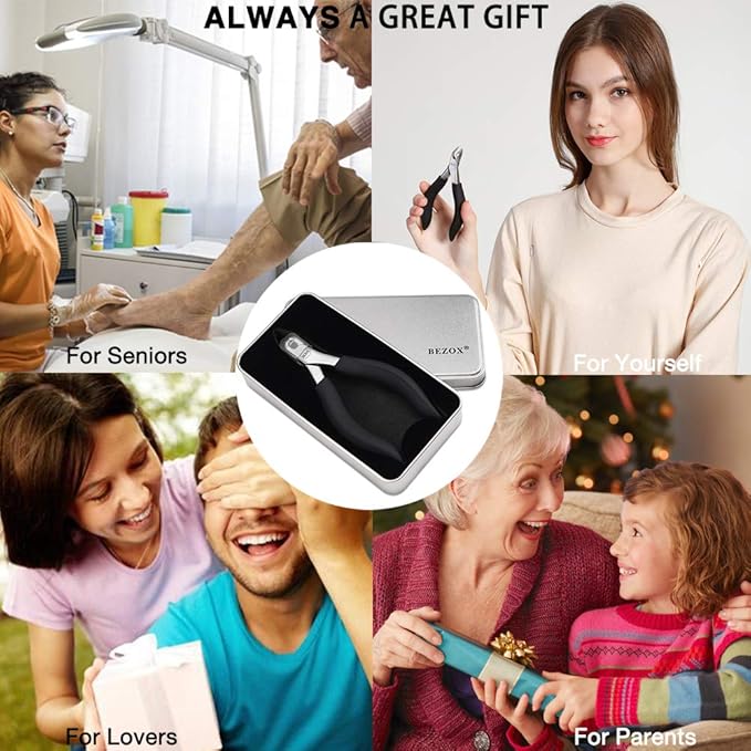 BEZOX Thick Toenail Clippers - Precision Large Toe Nail Clipper for Thick Nails, Comfort Grip Fingernail Clipper, Ergonomic Long Handle Nail Cutter, Professional-Grade Stainless Steel