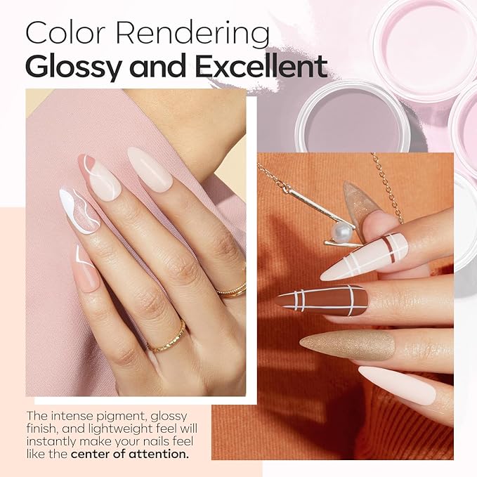 Modelones Dip Powder Nail Kit Starter, 20 Colors Pink Red Brown Spring Summer Dipping Powder Liquid Set Base&Top Activator for French Nail Art Salon DIY Kit